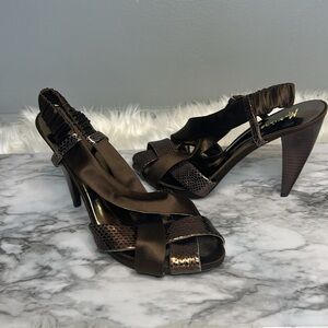 Marciano Chocolate Bronze Open Toe Pumps!